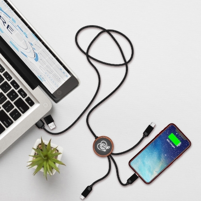 Bamboo 5-in-1 Charging Cable with Light-Up Logo - Lifestyle